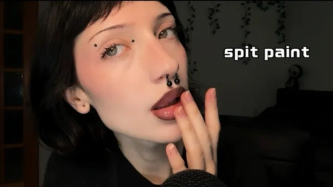 ASMR Spit Painting Wet Sounds - Sleepy Girl Close Up